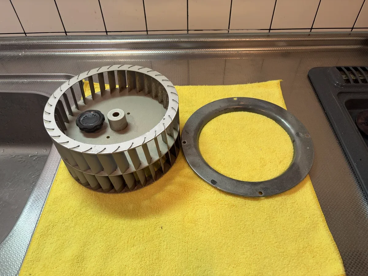 レンジフードのシロッコファン分解洗浄 作業後